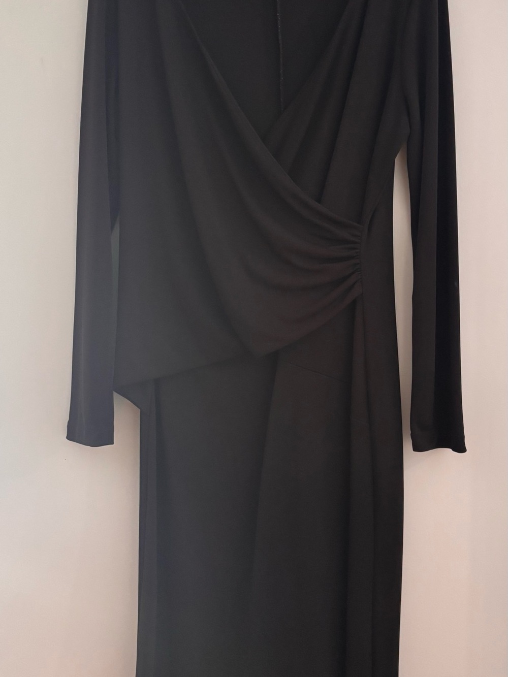 Talbots Black Long-Sleeve Wrap-Style Dress